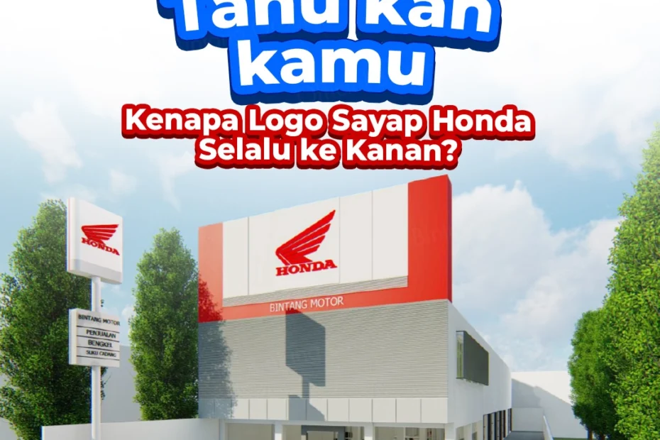 Logo sayap Honda mengarah ke kanan pada motor Honda modern